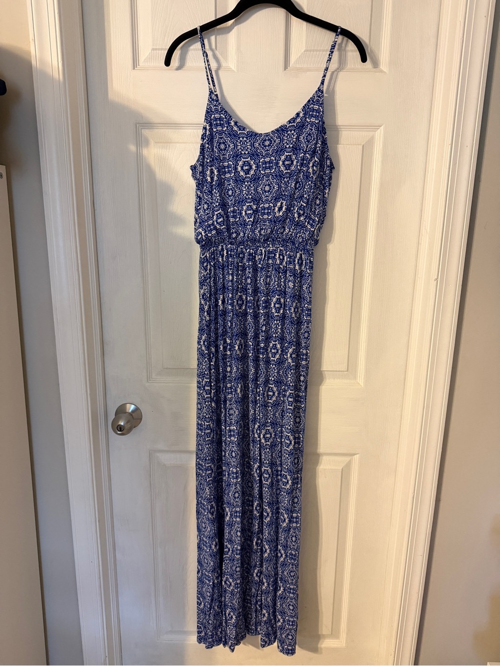 Lush Blue and White Printed Maxi Dress
